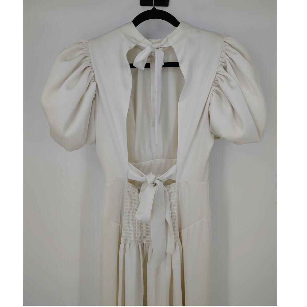 ROTATE Noon Puff Sleeve Open Back Midi Dress Satin Bridal NWT 2 - Picture 14 of 16
